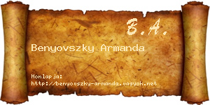 Benyovszky Armanda névjegykártya